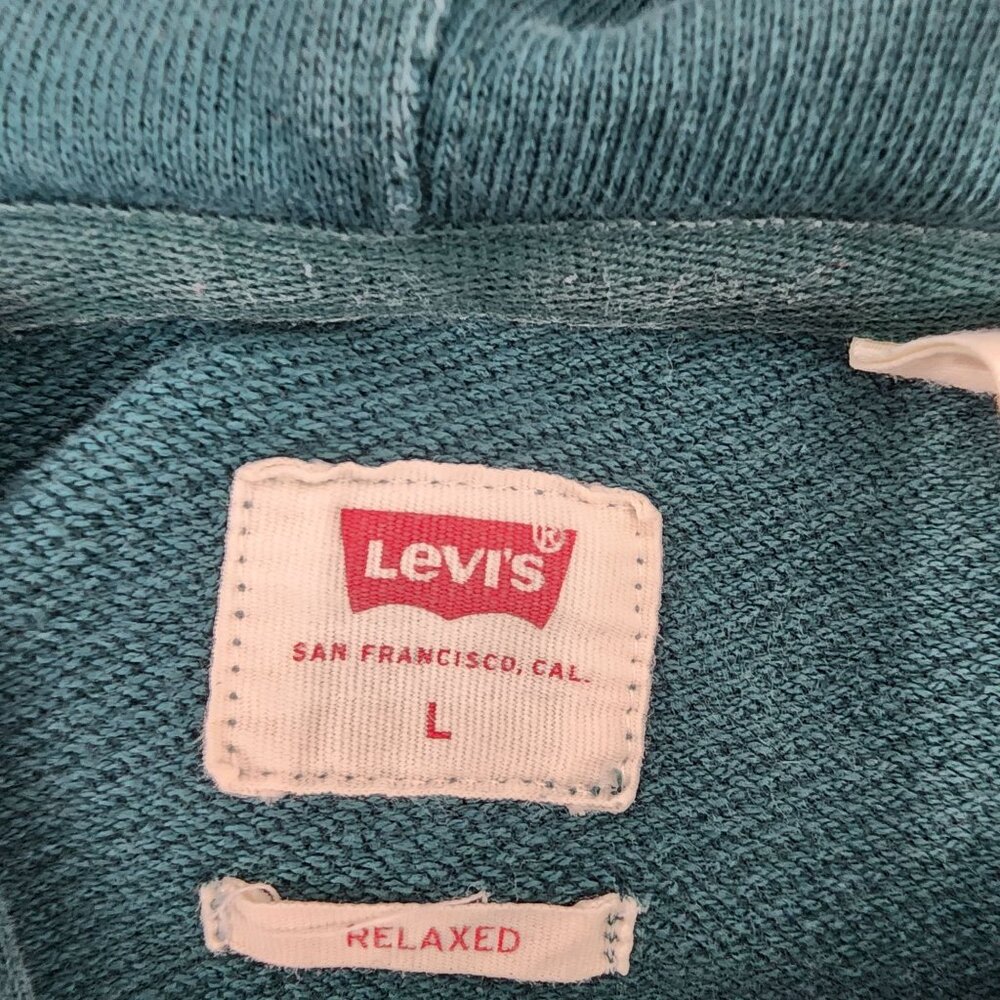 Levis Mens Relaxed Fit Hoodie L Green With Purple & Cream Stripes - Picture 10 of 16